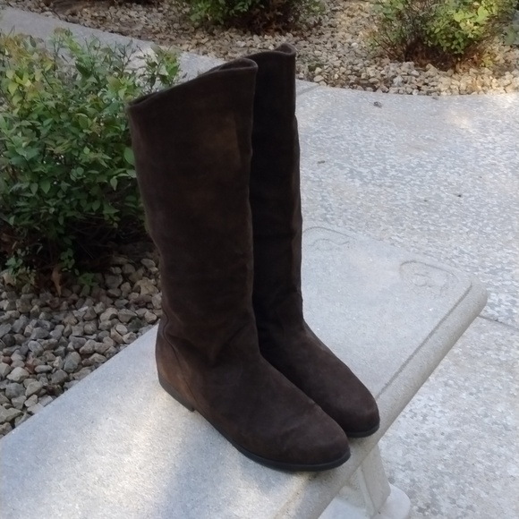 Vtg JACK SPRAT Brown SUEDE LEATHER FOLDING CUFF PIRATE SLOUCH BOOTS Women Size 9 - Picture 3 of 9